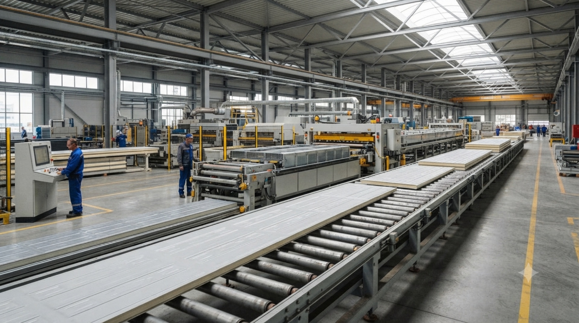 Continuous polyurethane foaming and laminating line